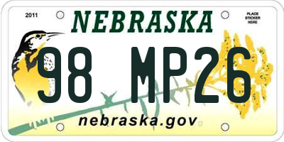 NE license plate 98MP26