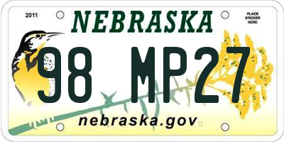 NE license plate 98MP27