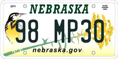 NE license plate 98MP30