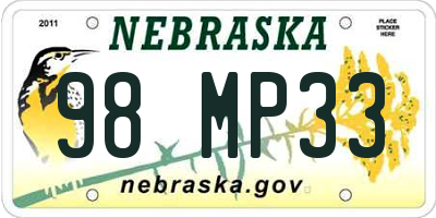 NE license plate 98MP33