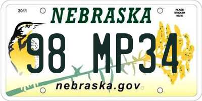 NE license plate 98MP34