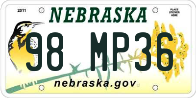 NE license plate 98MP36