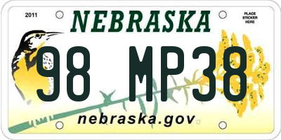 NE license plate 98MP38