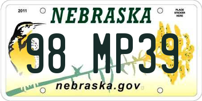 NE license plate 98MP39