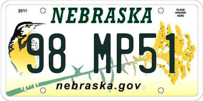 NE license plate 98MP51