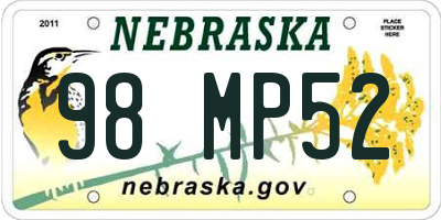 NE license plate 98MP52