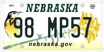 NE license plate 98MP57