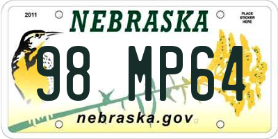 NE license plate 98MP64