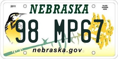 NE license plate 98MP67