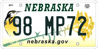 NE license plate 98MP72