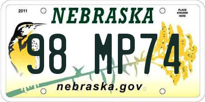 NE license plate 98MP74