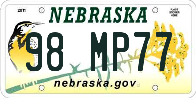 NE license plate 98MP77