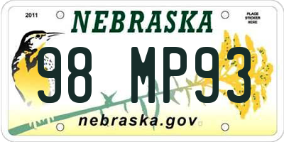 NE license plate 98MP93