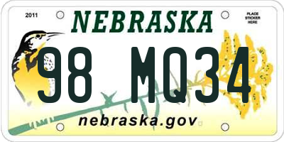 NE license plate 98MQ34