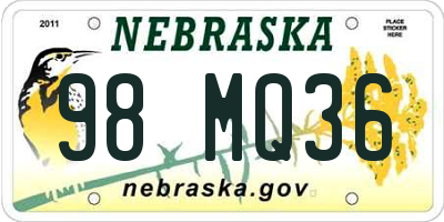 NE license plate 98MQ36