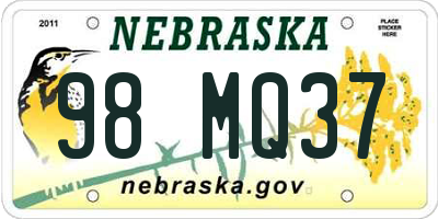 NE license plate 98MQ37