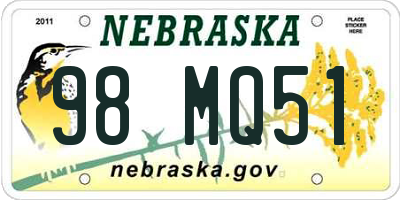 NE license plate 98MQ51