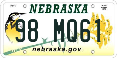 NE license plate 98MQ61