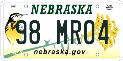 NE license plate 98MR04