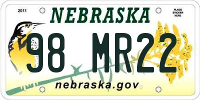 NE license plate 98MR22