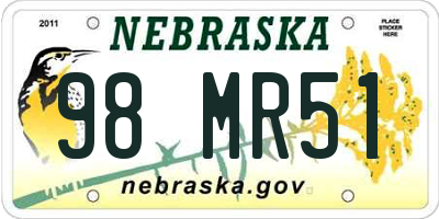 NE license plate 98MR51
