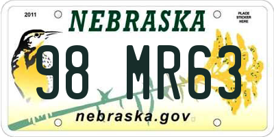 NE license plate 98MR63