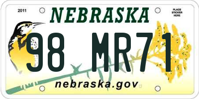 NE license plate 98MR71