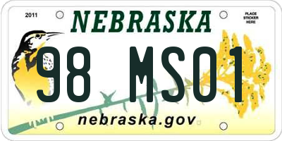 NE license plate 98MS01