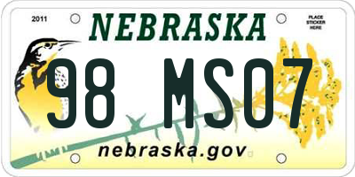 NE license plate 98MS07