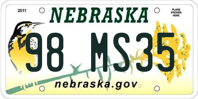 NE license plate 98MS35