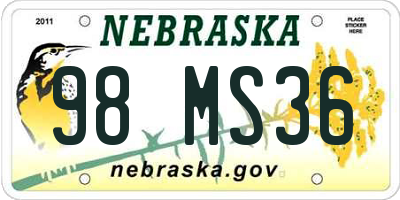NE license plate 98MS36