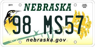 NE license plate 98MS57