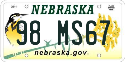 NE license plate 98MS67