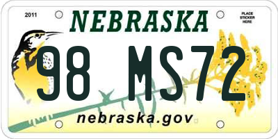 NE license plate 98MS72