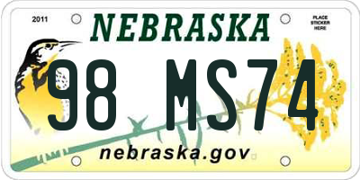 NE license plate 98MS74