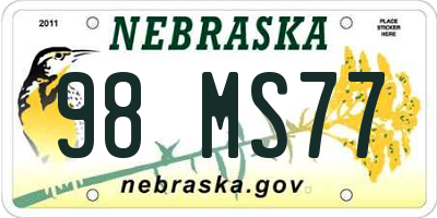 NE license plate 98MS77