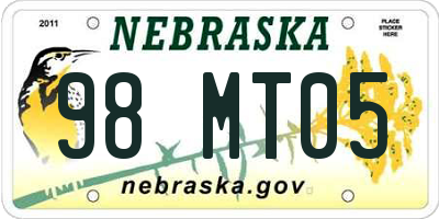 NE license plate 98MT05