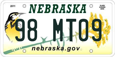 NE license plate 98MT09