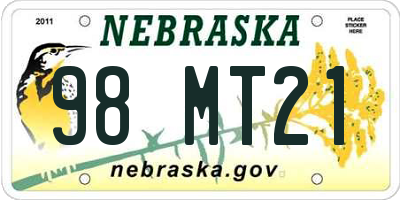 NE license plate 98MT21