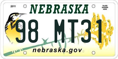 NE license plate 98MT31