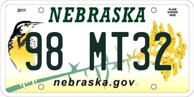 NE license plate 98MT32