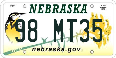 NE license plate 98MT35