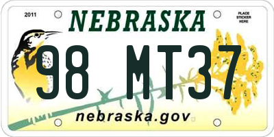 NE license plate 98MT37