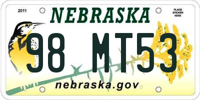 NE license plate 98MT53