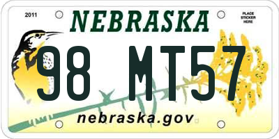 NE license plate 98MT57