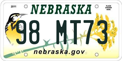 NE license plate 98MT73