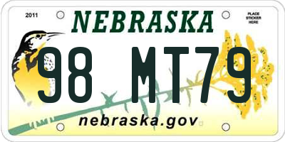 NE license plate 98MT79