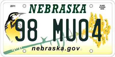 NE license plate 98MU04