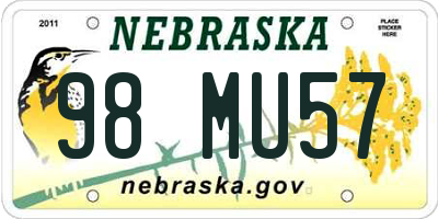 NE license plate 98MU57