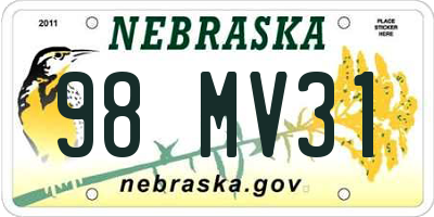 NE license plate 98MV31